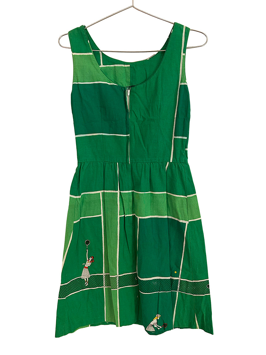 Vintage Dress “Malia Honolulu” Tennis Theme Print size XS