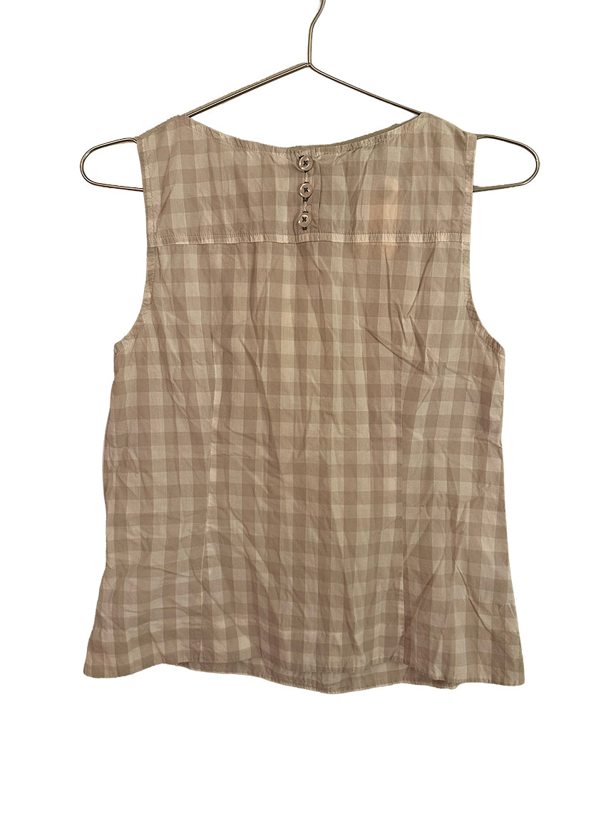 Vintage Top Sleeveless Grey Check size 4