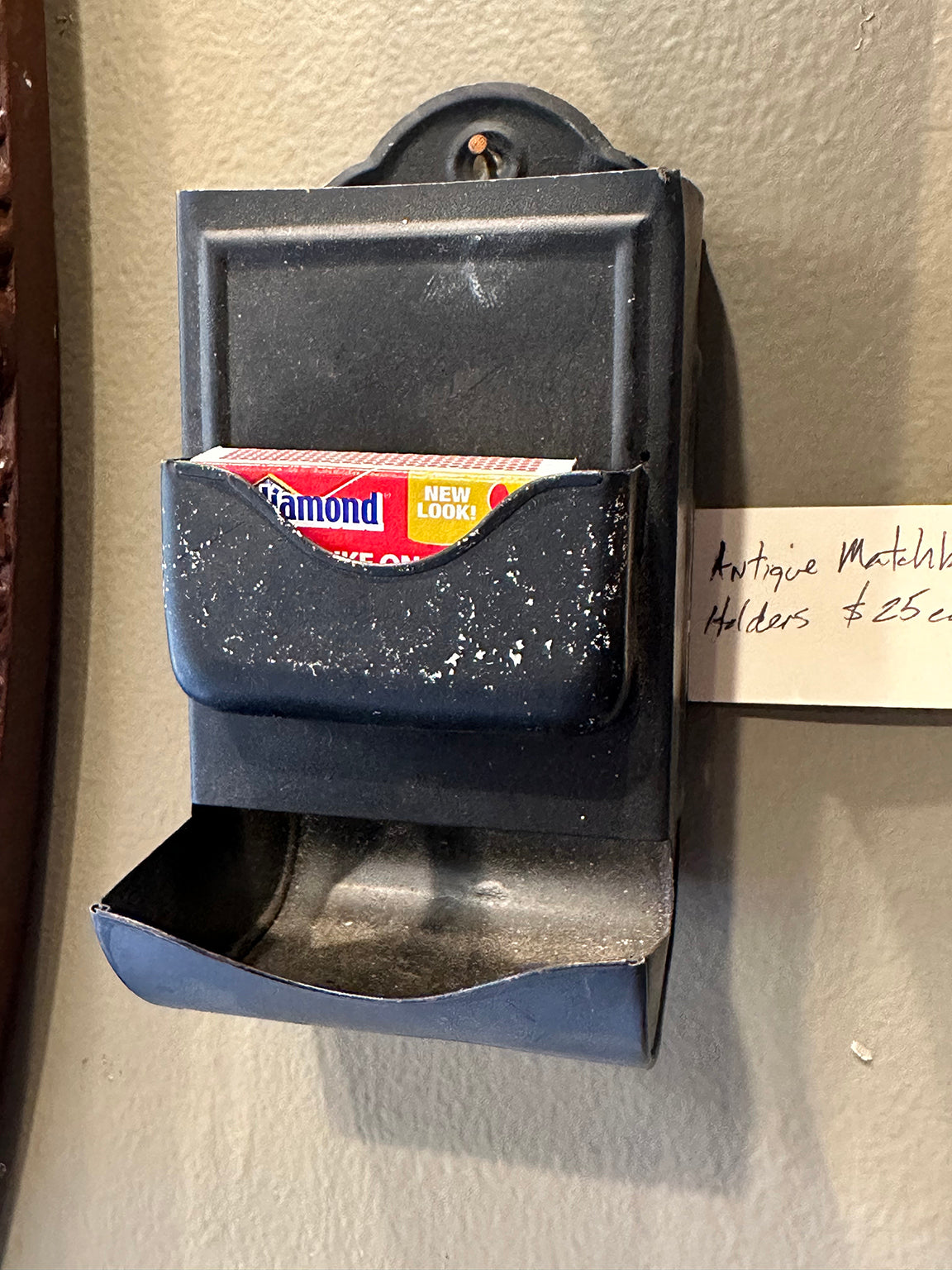 Vintage Match Box Holder Black DBL #2