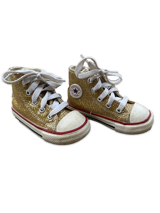 Shoes Toddler Converse High Tops size 5K Gold Sparkle