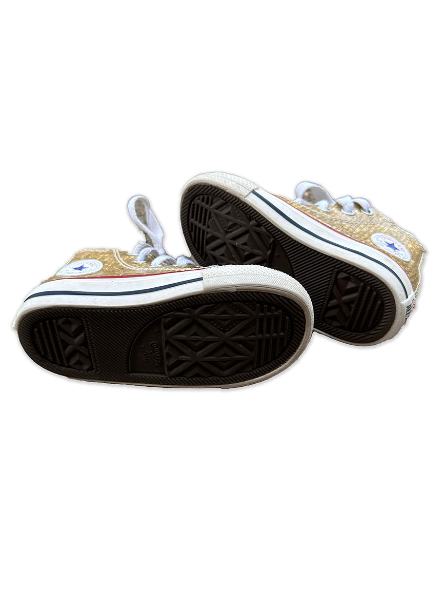 Shoes Toddler Converse High Tops size 5K Gold Sparkle