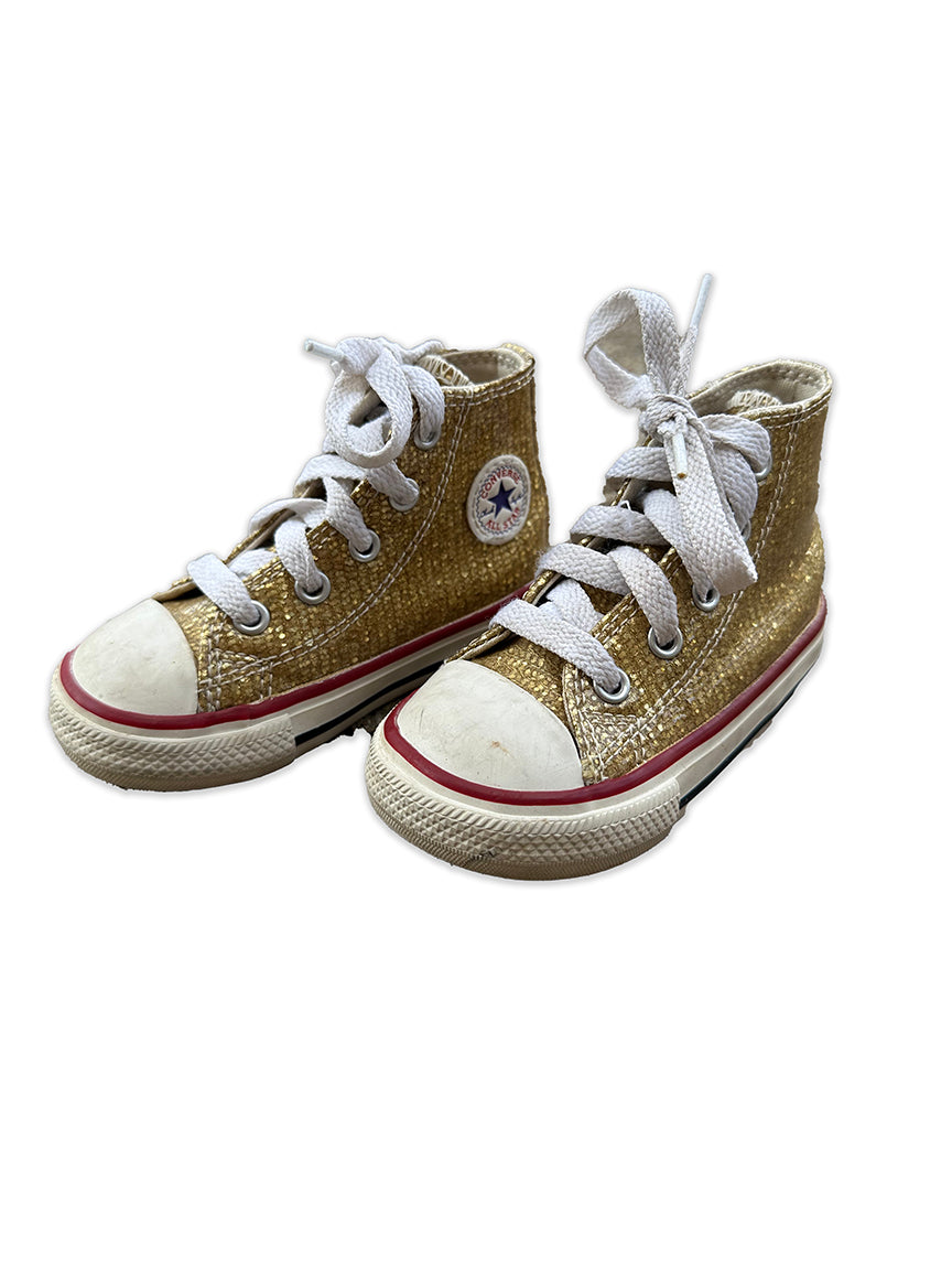 Shoes Toddler Converse High Tops size 5K Gold Sparkle