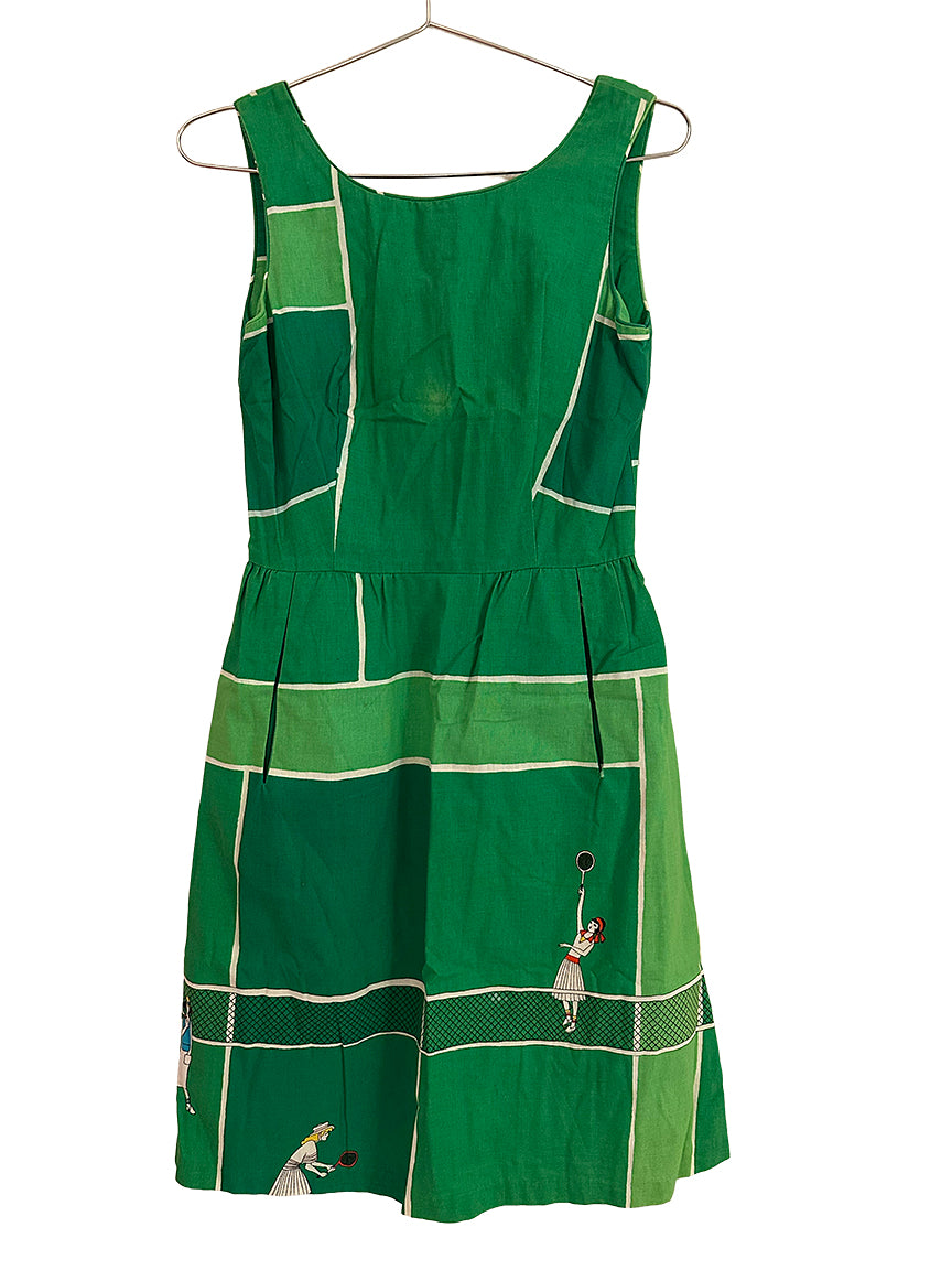 Vintage Dress “Malia Honolulu” Tennis Theme Print size XS