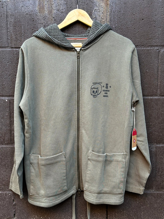 Sweatshirt Hooded Fleece Zip Up Collab with Allview and S&G Olive