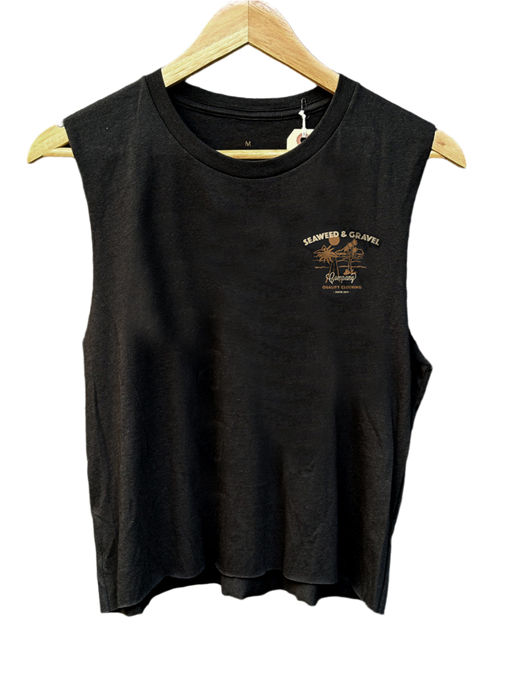 T-Shirt Crop Muscle "Almighty Road" Black