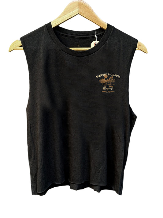 T-Shirt Crop Muscle "Almighty Road" Black