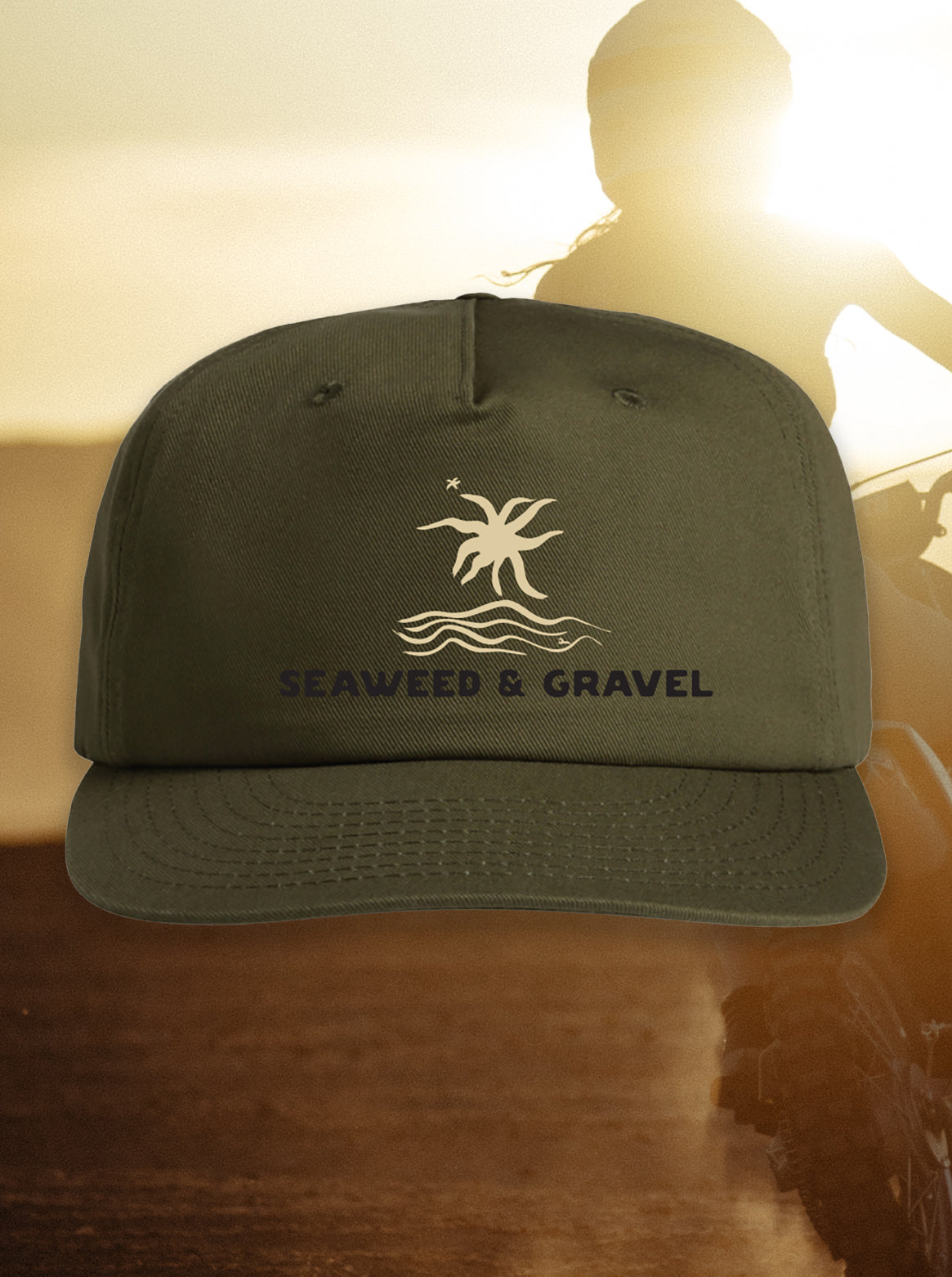 Cap "Sun and Water" Embroidery Twill Adjustable Hat Army