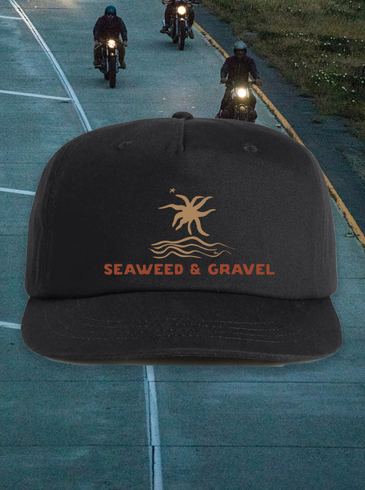 Cap "Sun and Water" Embroidery Twill Adjustable Hat Black