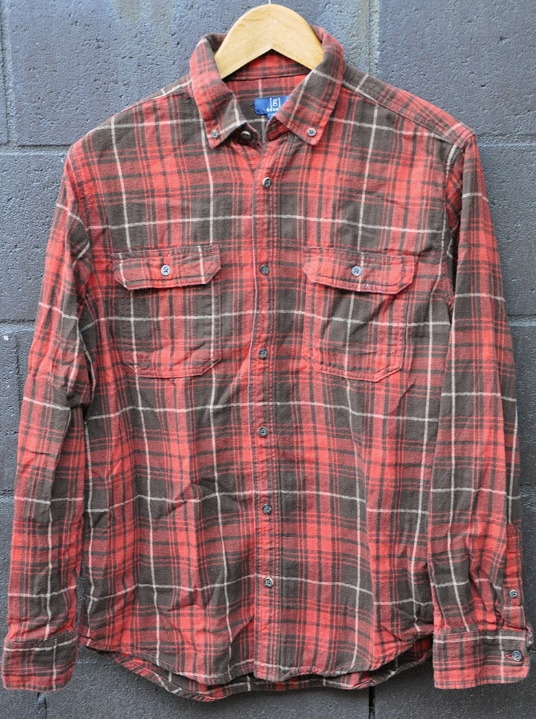 Plaid Flannel Shirt 10223 Brown M