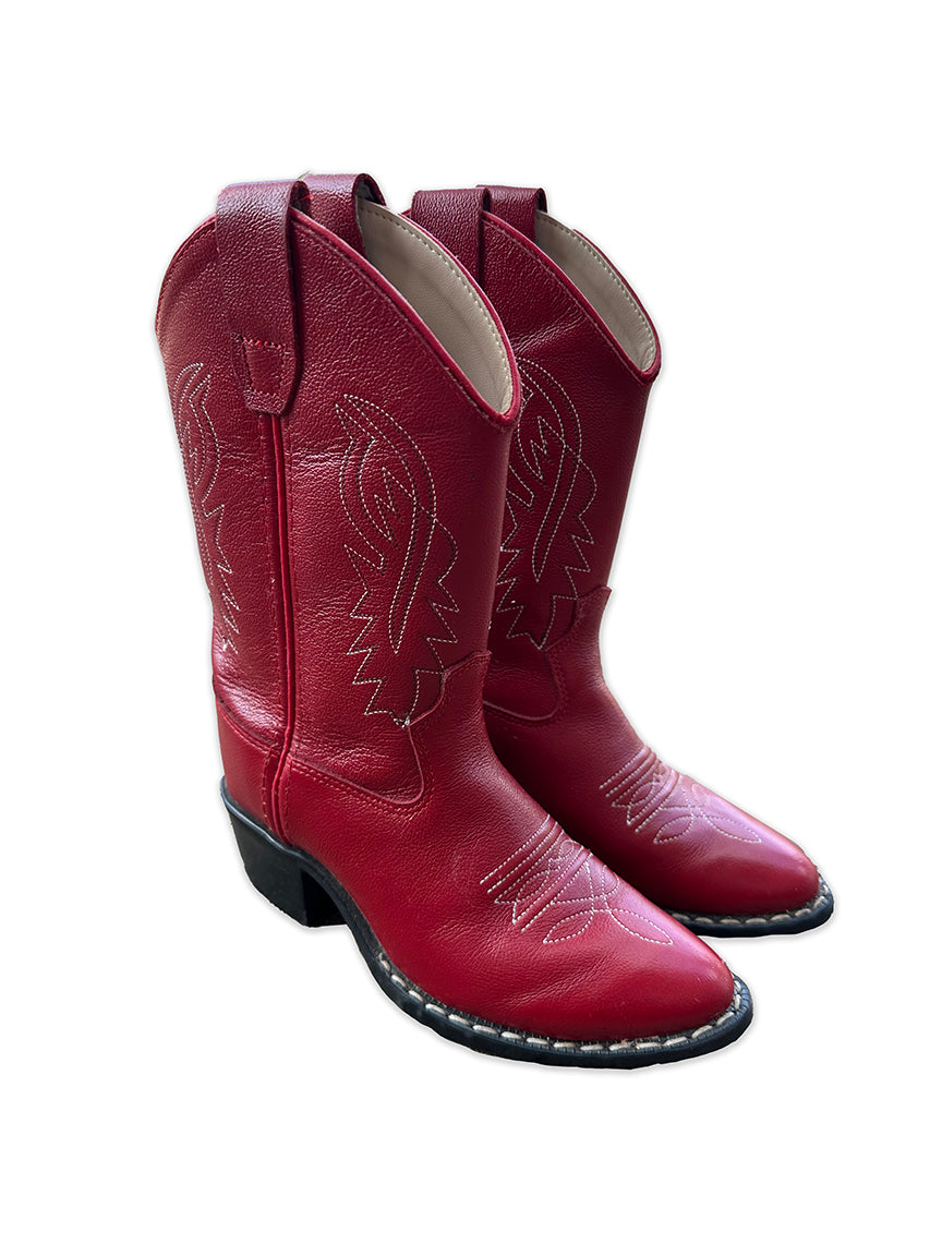 Shoes Kids Cowboy Boot Old West size 11.5k Red