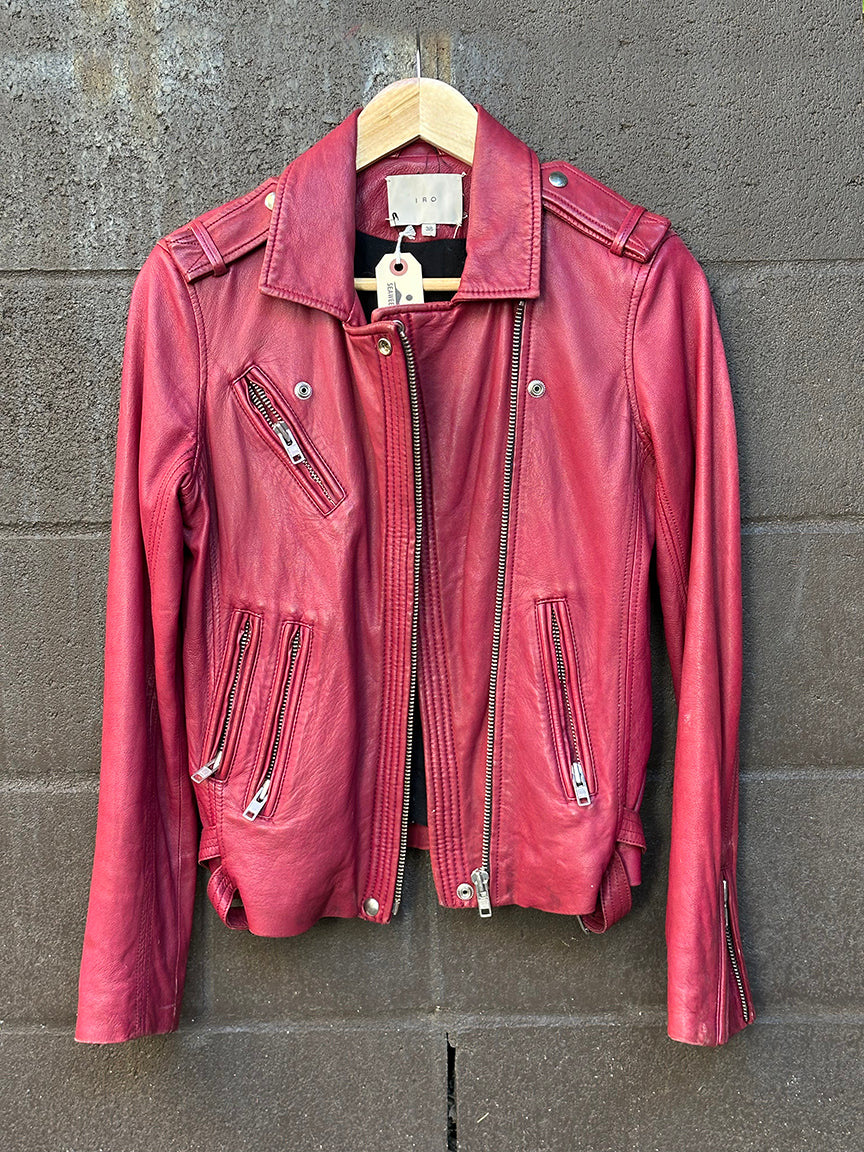 Vintage Jacket Leather Burgundy #50010 size 38