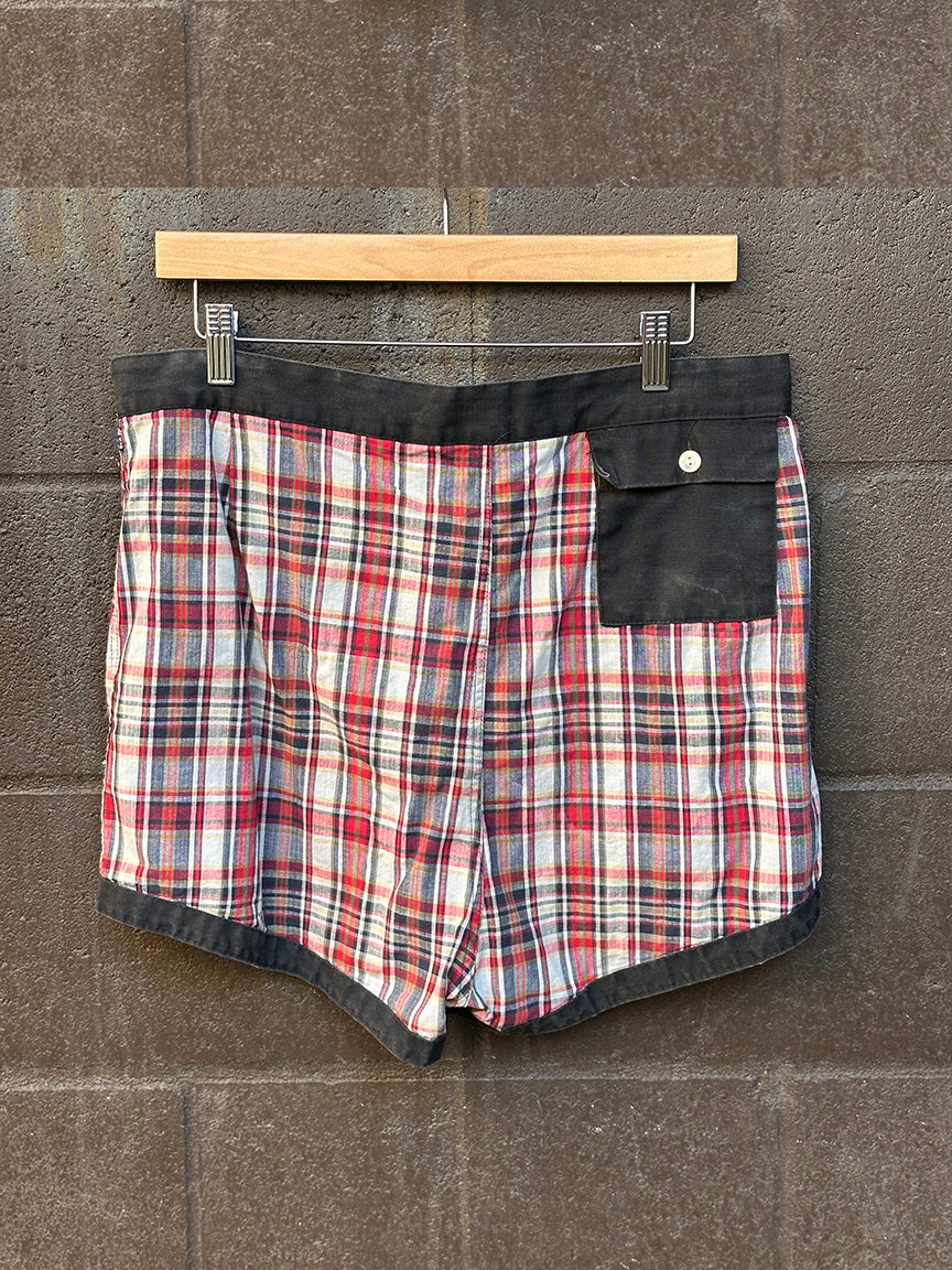 Vintage Boardshort Plaid Red/Navy No.50031 size 38