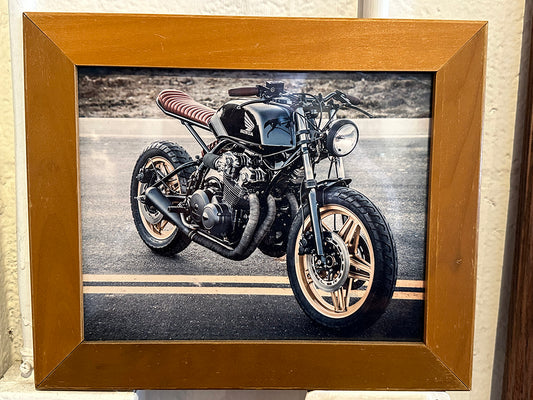 Framed Photo of Our Cafe Racer Build CB750 Black