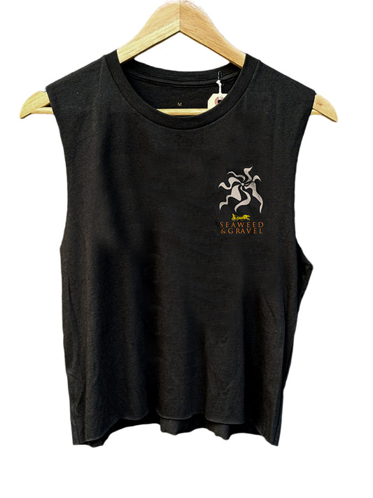 T-Shirt Crop Muscle "Super Sun" Black