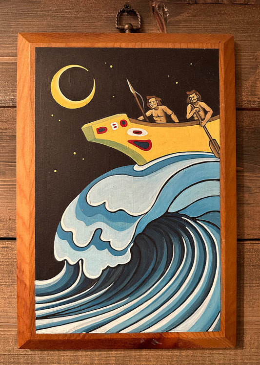 Painting Original Art "Ancients Boat" 9" x 13"