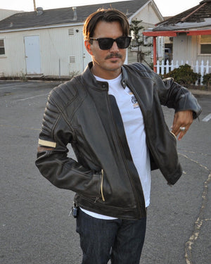 Black motorcycle jacket with armor Clearance